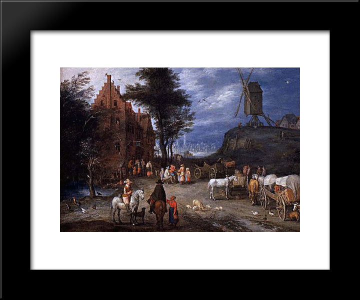 Village Street 20x24 Black Modern Wood Framed Art Print Poster by Bruegel the Elder, Pieter