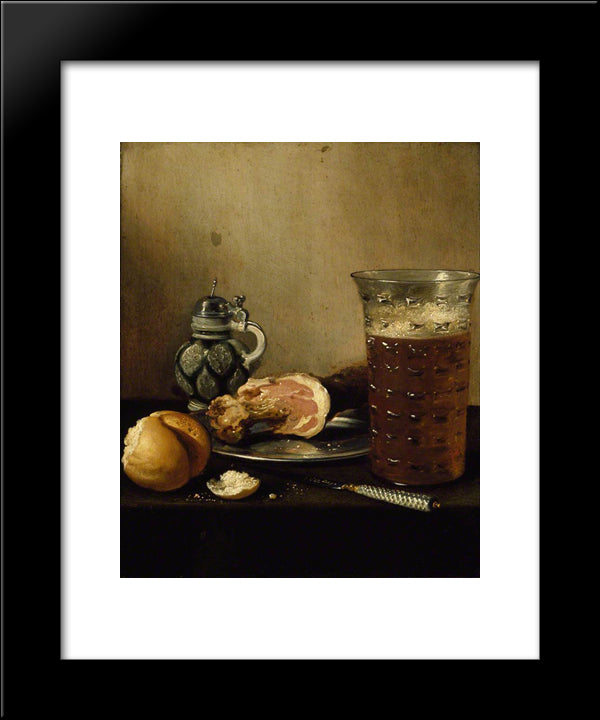 Still Life With A Ham 20x24 Black Modern Wood Framed Art Print Poster by Claesz, Pieter
