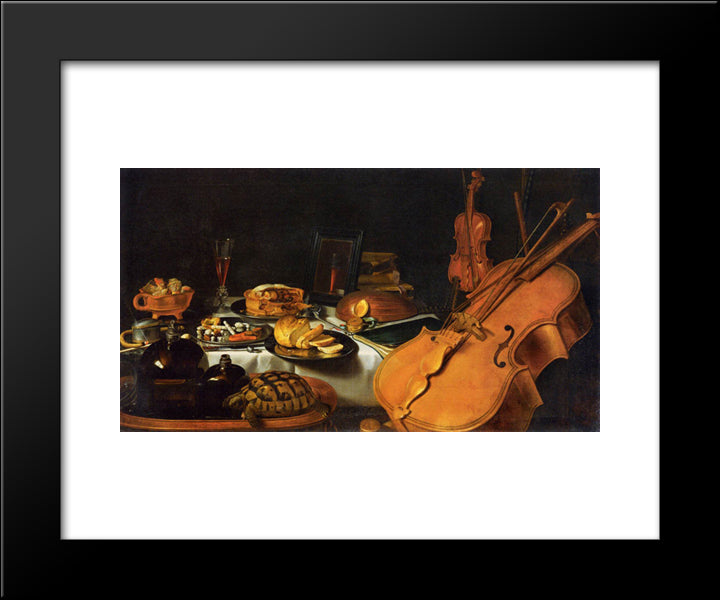 Still Life With Musical Instruments 20x24 Black Modern Wood Framed Art Print Poster by Claesz, Pieter