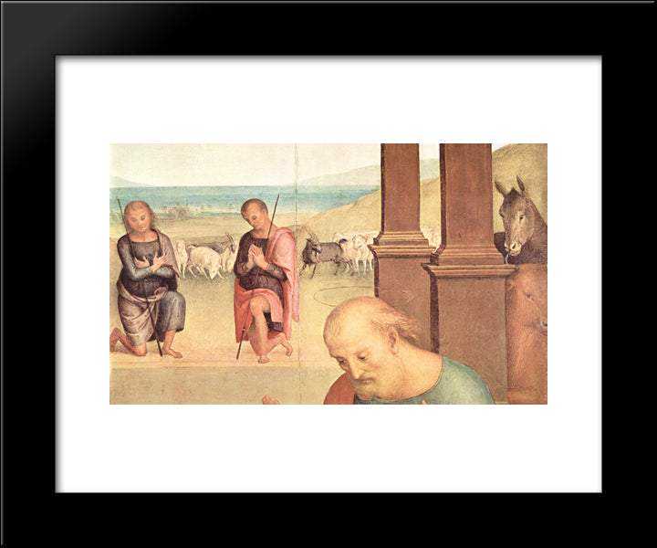 Altarpiece Of St. Augustine -Adoration Of The Shepherds (Detail) Altarpiece Of St. Augustine 20x24 Black Modern Wood Framed Art Print Poster by Perugino, Pietro