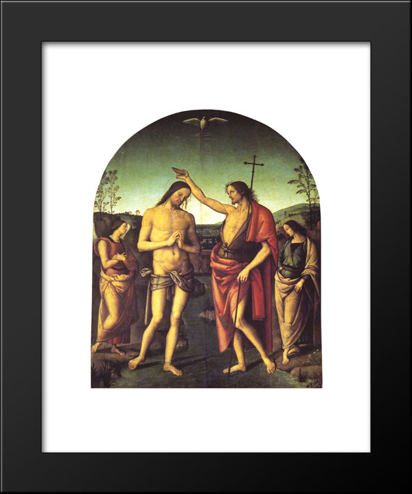Baptism Of Christ 20x24 Black Modern Wood Framed Art Print Poster by Perugino, Pietro