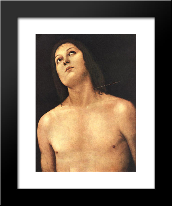 Bust Of St. Sebastian 20x24 Black Modern Wood Framed Art Print Poster by Perugino, Pietro