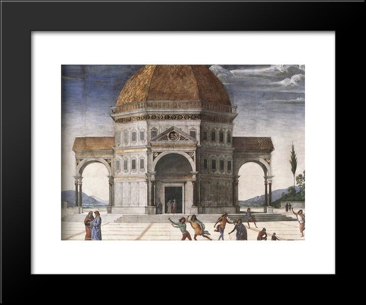 Christ Handing The Keys To St. Peter (Detail 1) 20x24 Black Modern Wood Framed Art Print Poster by Perugino, Pietro