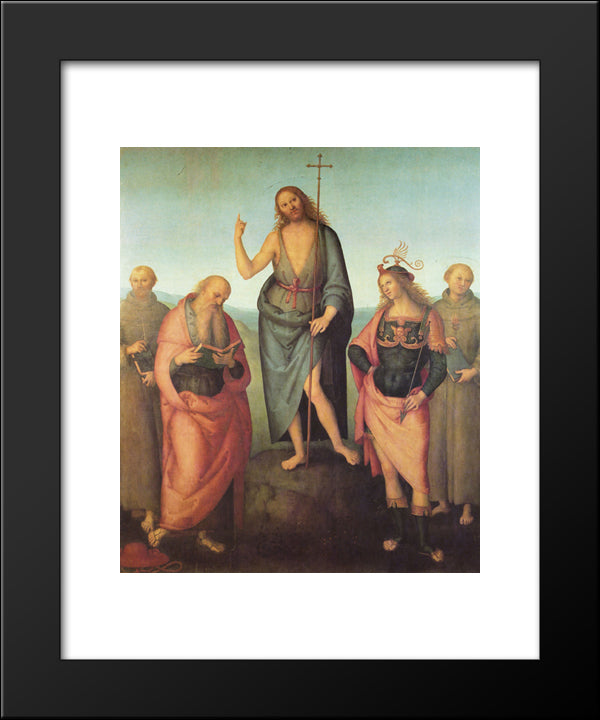John The Baptist And Four Saints 20x24 Black Modern Wood Framed Art Print Poster by Perugino, Pietro