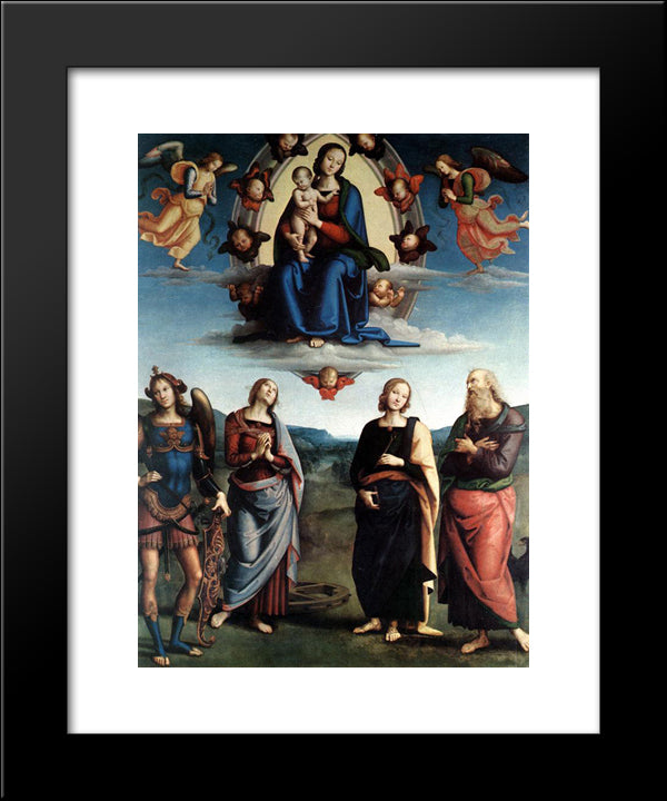 Madonna In Glory With The Child And Saints 20x24 Black Modern Wood Framed Art Print Poster by Perugino, Pietro