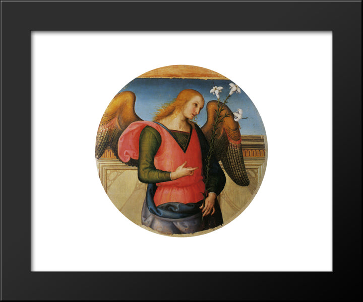 Pala Di Sant Agostino (Arcangel Gabriel) 20x24 Black Modern Wood Framed Art Print Poster by Perugino, Pietro