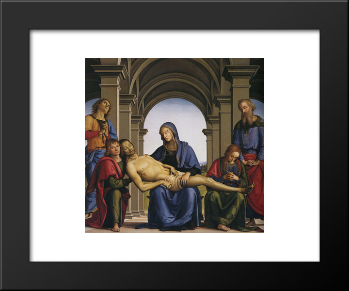 Pieta 20x24 Black Modern Wood Framed Art Print Poster by Perugino, Pietro