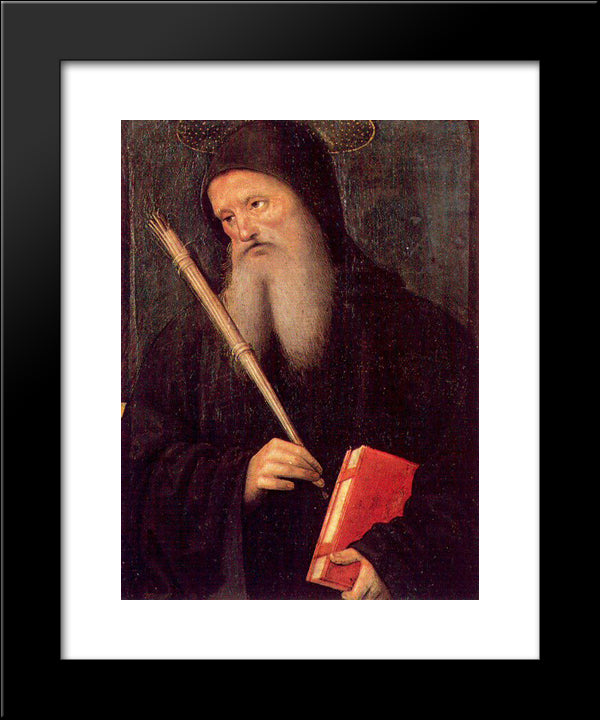 St. Benedict 20x24 Black Modern Wood Framed Art Print Poster by Perugino, Pietro