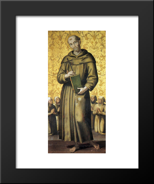 St. Francis And The Four Obedient 20x24 Black Modern Wood Framed Art Print Poster by Perugino, Pietro