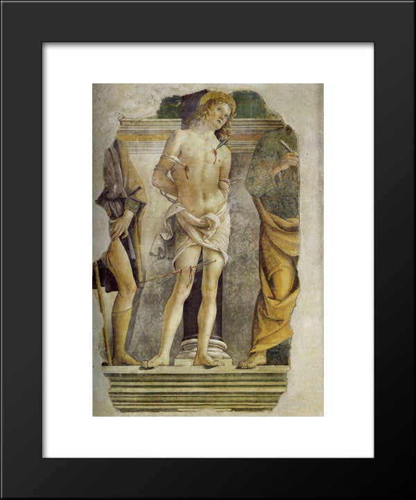 St. Sebastian And Pieces Of Figure Of St. Rocco And St. Peter 20x24 Black Modern Wood Framed Art Print Poster by Perugino, Pietro