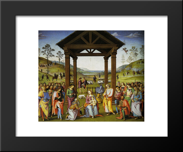 The Adoration Of The Magi 20x24 Black Modern Wood Framed Art Print Poster by Perugino, Pietro