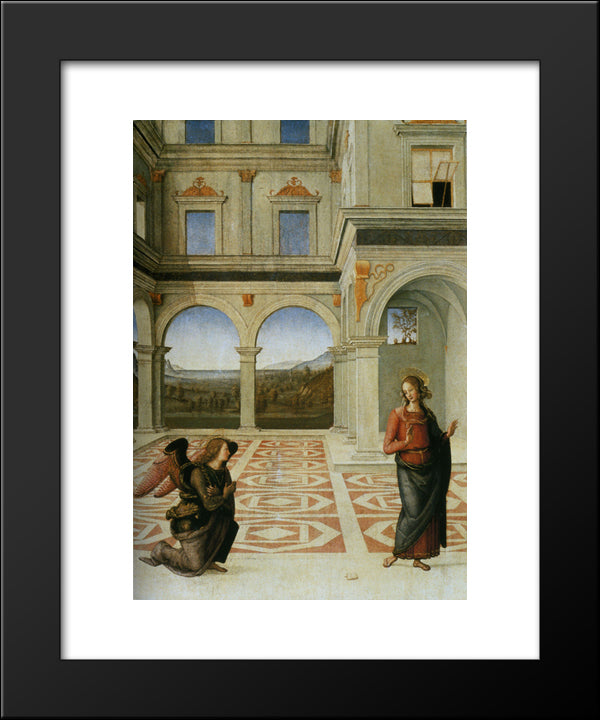 The Annunciation 20x24 Black Modern Wood Framed Art Print Poster by Perugino, Pietro