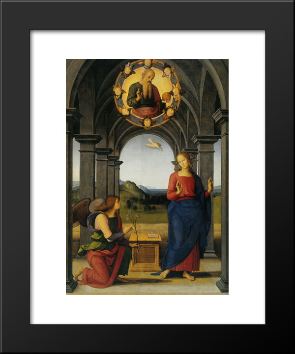 The Annunciation Of Mary 20x24 Black Modern Wood Framed Art Print Poster by Perugino, Pietro