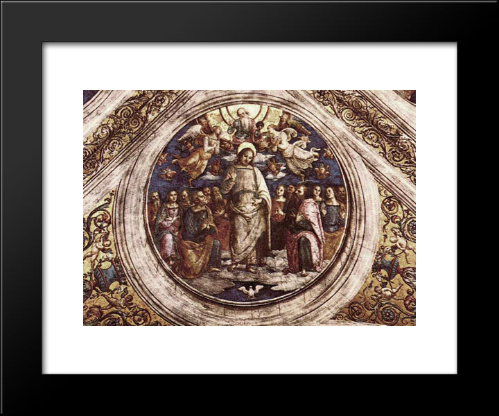 The Holy Trinity And The Apostles 20x24 Black Modern Wood Framed Art Print Poster by Perugino, Pietro