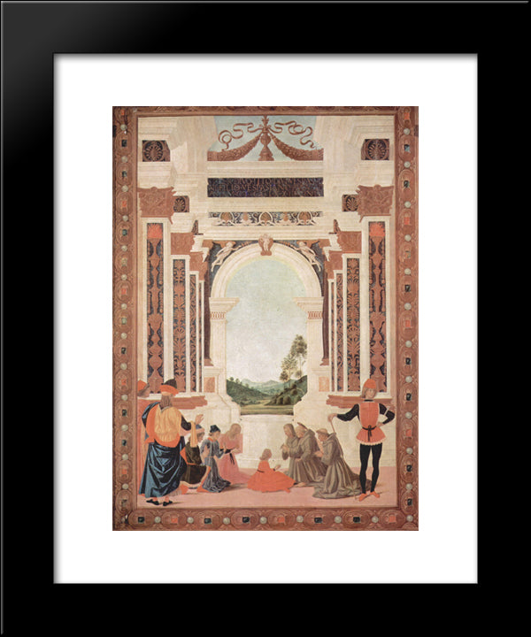 The Miracles Of San Bernardino. The Healing Of A Young 20x24 Black Modern Wood Framed Art Print Poster by Perugino, Pietro