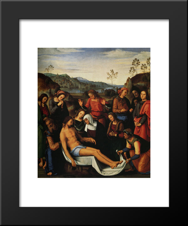 The Mourning Of The Dead Christ (Deposition) 20x24 Black Modern Wood Framed Art Print Poster by Perugino, Pietro