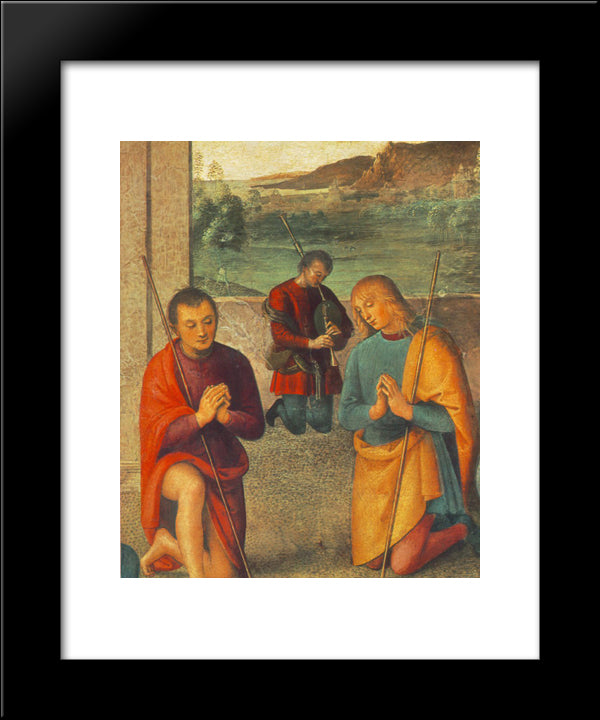 The Presepio (Detail 1) 20x24 Black Modern Wood Framed Art Print Poster by Perugino, Pietro