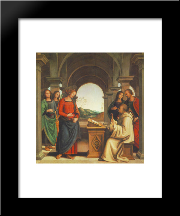 The Vision Of St. Bernard 20x24 Black Modern Wood Framed Art Print Poster by Perugino, Pietro