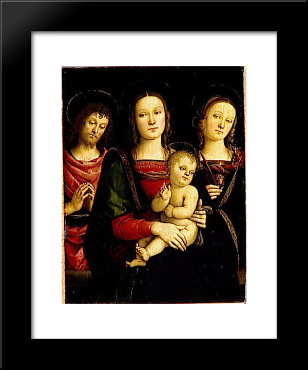 Virgin And Child Between Sts John The Baptist And Catherine 20x24 Black Modern Wood Framed Art Print Poster by Perugino, Pietro