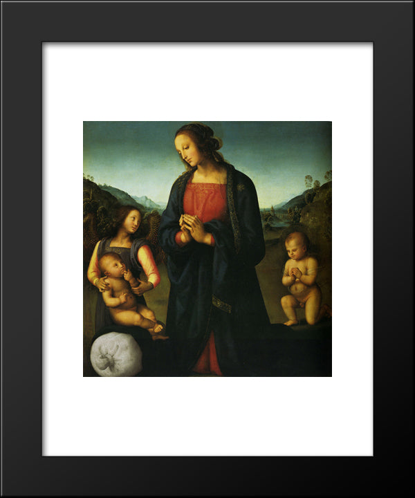 Virgin With A Child, St. John And An Angel (Madonna Del Sacco) 20x24 Black Modern Wood Framed Art Print Poster by Perugino, Pietro