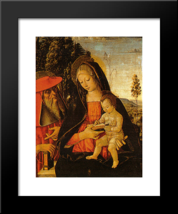 Madonna With Writing Child And St. Jerome 20x24 Black Modern Wood Framed Art Print Poster by Pinturicchio
