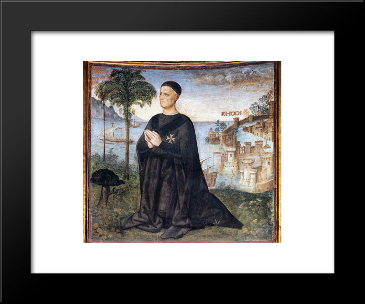Portrait Of The Donor 20x24 Black Modern Wood Framed Art Print Poster by Pinturicchio