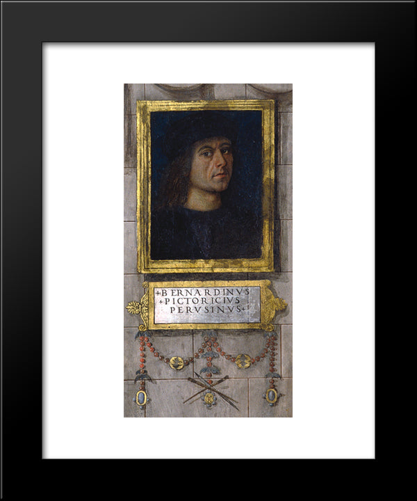 Self-Portrait In The Baglioni Chapel 20x24 Black Modern Wood Framed Art Print Poster by Pinturicchio