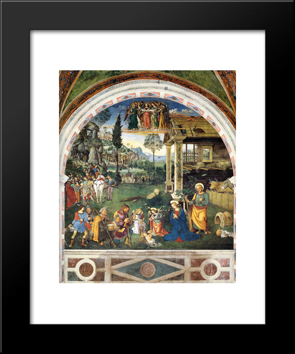 The Adoration Of The Shepherds 20x24 Black Modern Wood Framed Art Print Poster by Pinturicchio