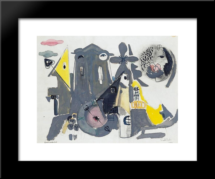 Clock In Szentendre 20x24 Black Modern Wood Framed Art Print Poster by Szanto, Piroska