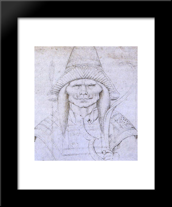 Study Of A Head 20x24 Black Modern Wood Framed Art Print Poster by Pisanello