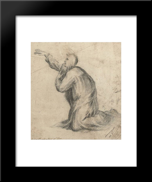 A Kneeling Saint In Nun'S Robes 20x24 Black Modern Wood Framed Art Print Poster by Nelli, Plautilla