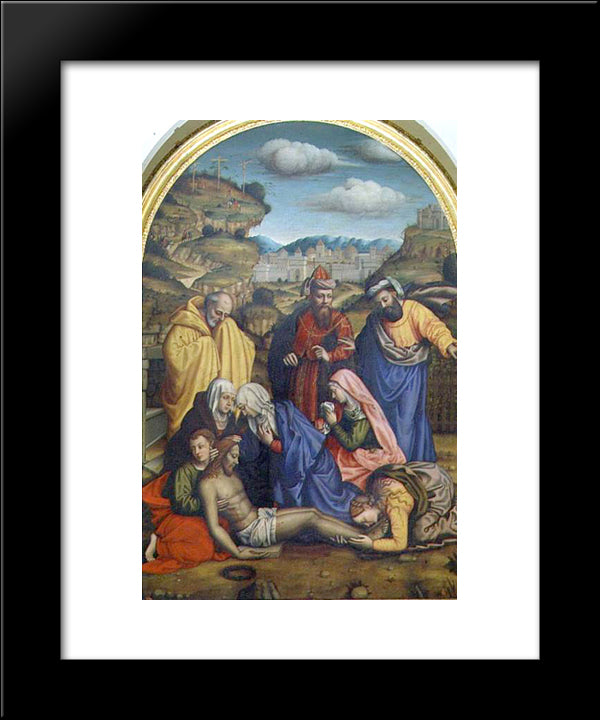 Lamentation With Saints 20x24 Black Modern Wood Framed Art Print Poster by Nelli, Plautilla