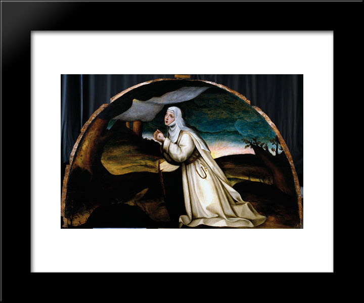 Saint Catherine Receives The Stigmata 20x24 Black Modern Wood Framed Art Print Poster by Nelli, Plautilla