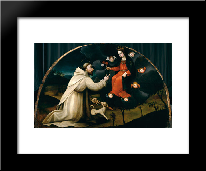 Saint Dominic Receives The Rosary 20x24 Black Modern Wood Framed Art Print Poster by Nelli, Plautilla