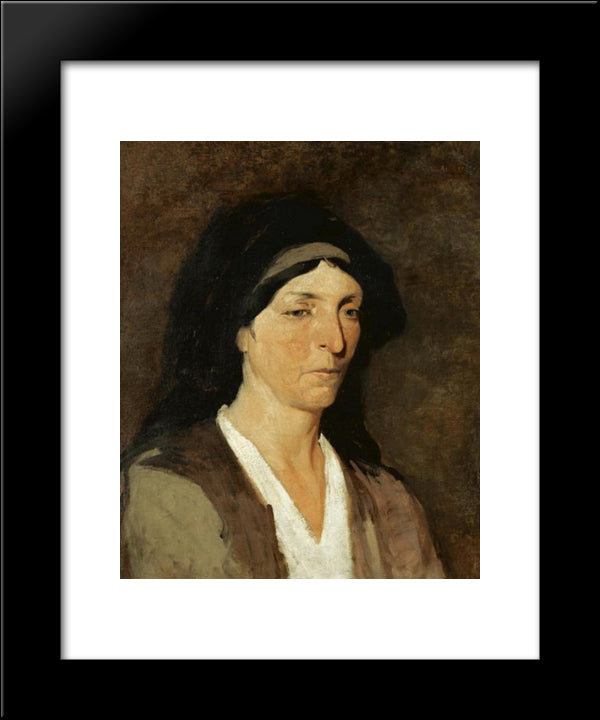 Head Of A Woman 20x24 Black Modern Wood Framed Art Print Poster by Lembesis, Polychronis