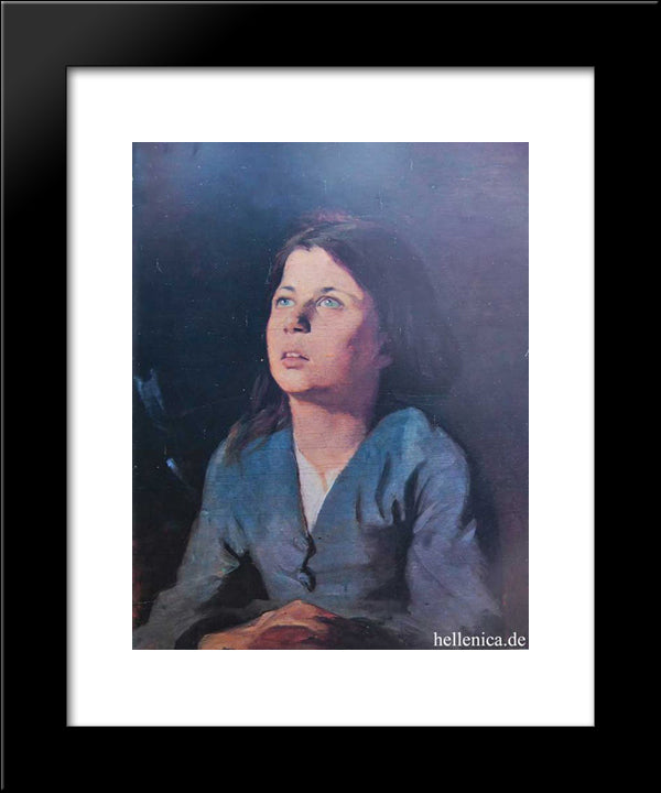 Portrait Of A Girl 20x24 Black Modern Wood Framed Art Print Poster by Lembesis, Polychronis