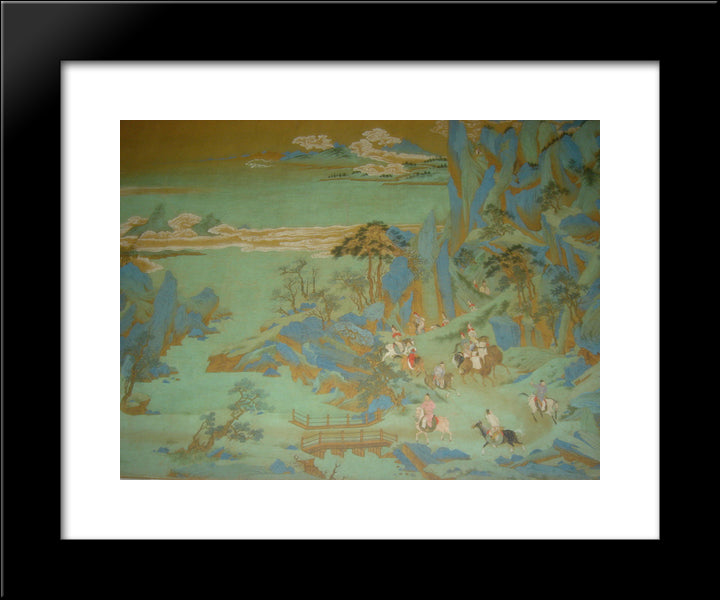 Emperor Minghuang'S Journey To Sichuan (Detail) 20x24 Black Modern Wood Framed Art Print Poster by Qiu Ying