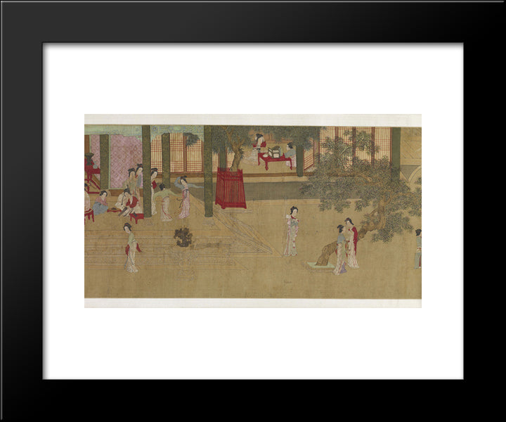Spring Morning In The Han Palace (View E) 20x24 Black Modern Wood Framed Art Print Poster by Qiu Ying