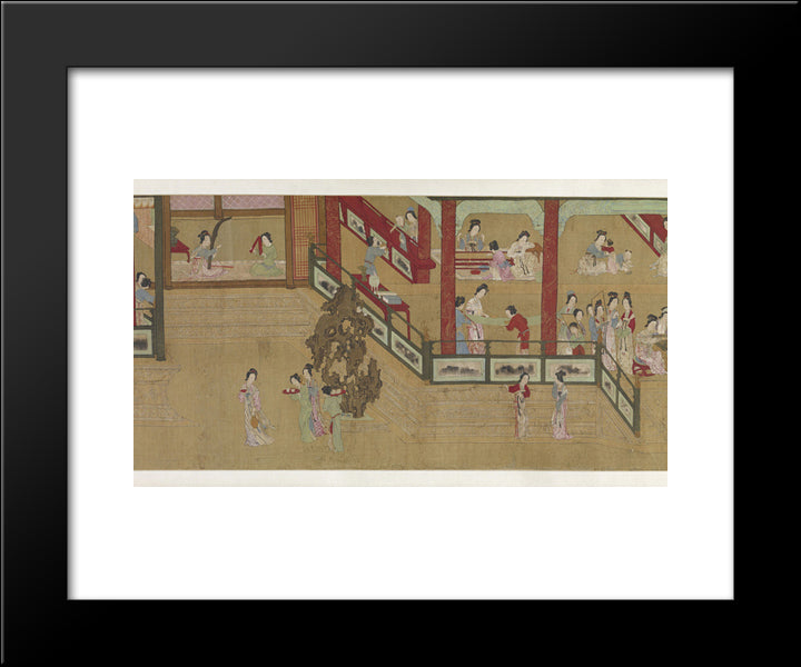 Spring Morning In The Han Palace (View H) 20x24 Black Modern Wood Framed Art Print Poster by Qiu Ying