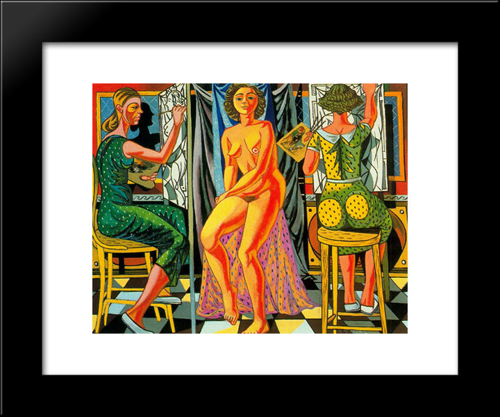 Painters And Model 20x24 Black Modern Wood Framed Art Print Poster by Zabaleta, Rafael