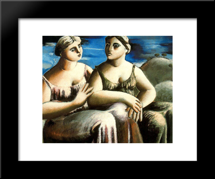 Two Seated Women 20x24 Black Modern Wood Framed Art Print Poster by Zabaleta, Rafael