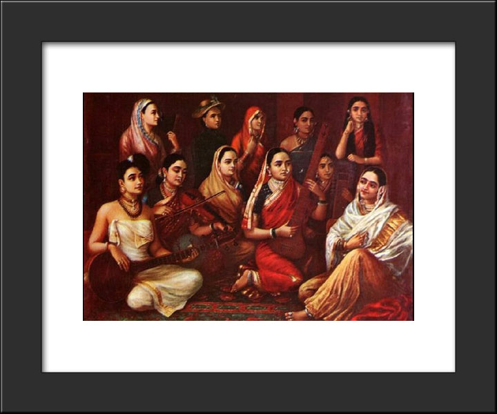 Galaxy Of Musicians 20x24 Black Modern Wood Framed Art Print Poster by Ravi Varma, Raja