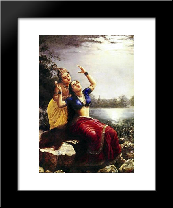 Radha And Madhav 20x24 Black Modern Wood Framed Art Print Poster by Ravi Varma, Raja