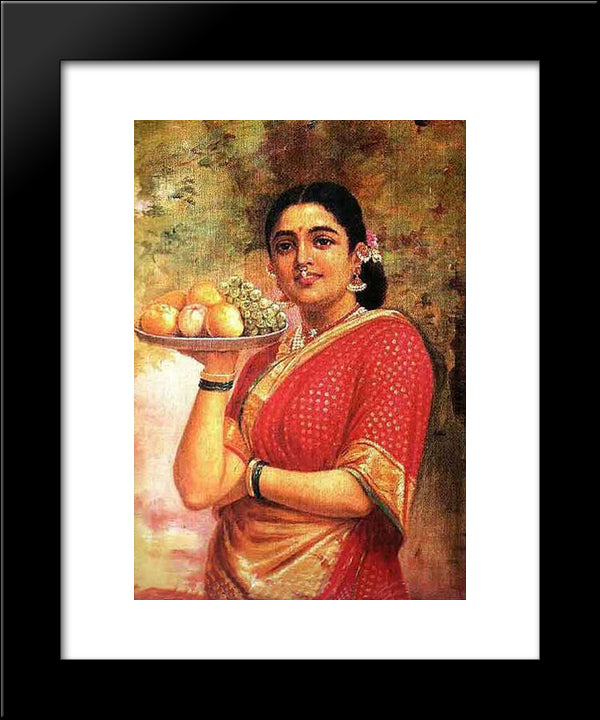 The Maharashtrian Lady 20x24 Black Modern Wood Framed Art Print Poster by Ravi Varma, Raja