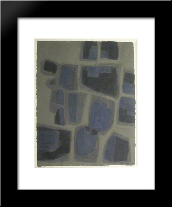 Composition Abstraite 20x24 Black Modern Wood Framed Art Print Poster by Ubac, Raoul