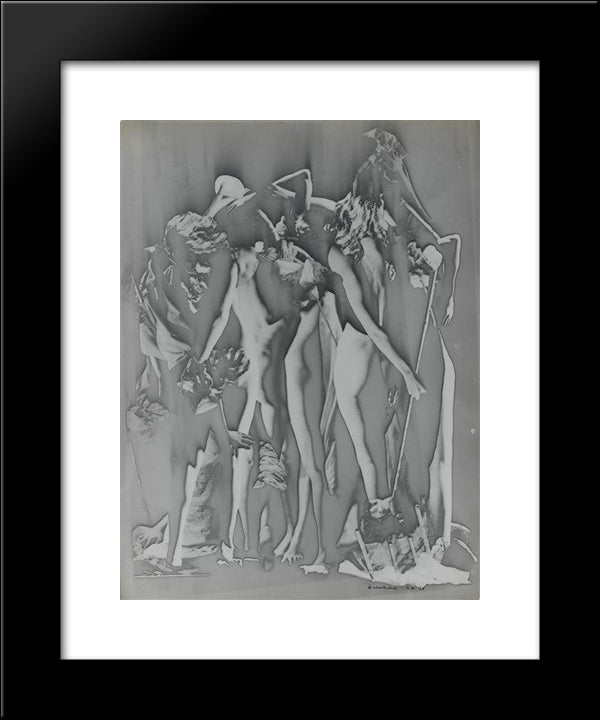 Le Conciliabule 20x24 Black Modern Wood Framed Art Print Poster by Ubac, Raoul