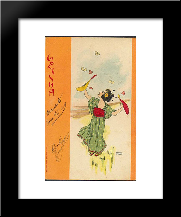 Geisha 20x24 Black Modern Wood Framed Art Print Poster by Kirchner, Raphael