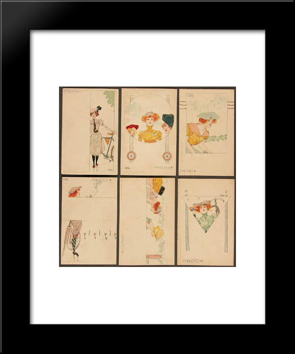 Girl Cyclists 20x24 Black Modern Wood Framed Art Print Poster by Kirchner, Raphael