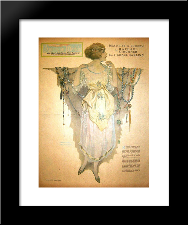 Grace Darling, Hearst'S Sunday American 20x24 Black Modern Wood Framed Art Print Poster by Kirchner, Raphael