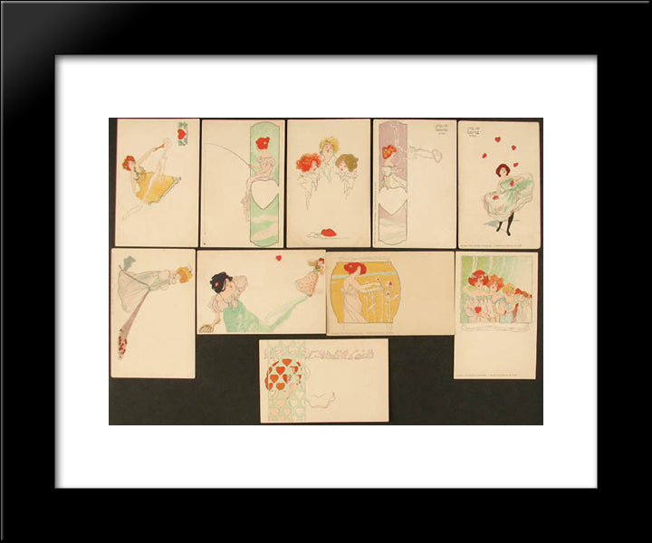 Heart Lady 20x24 Black Modern Wood Framed Art Print Poster by Kirchner, Raphael